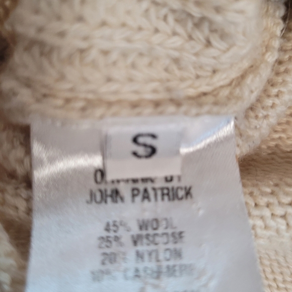 Organic John Patrick Oatmeal Crewneck Hi Low Sweater Women's Size S Wool Blend - Picture 8 of 10